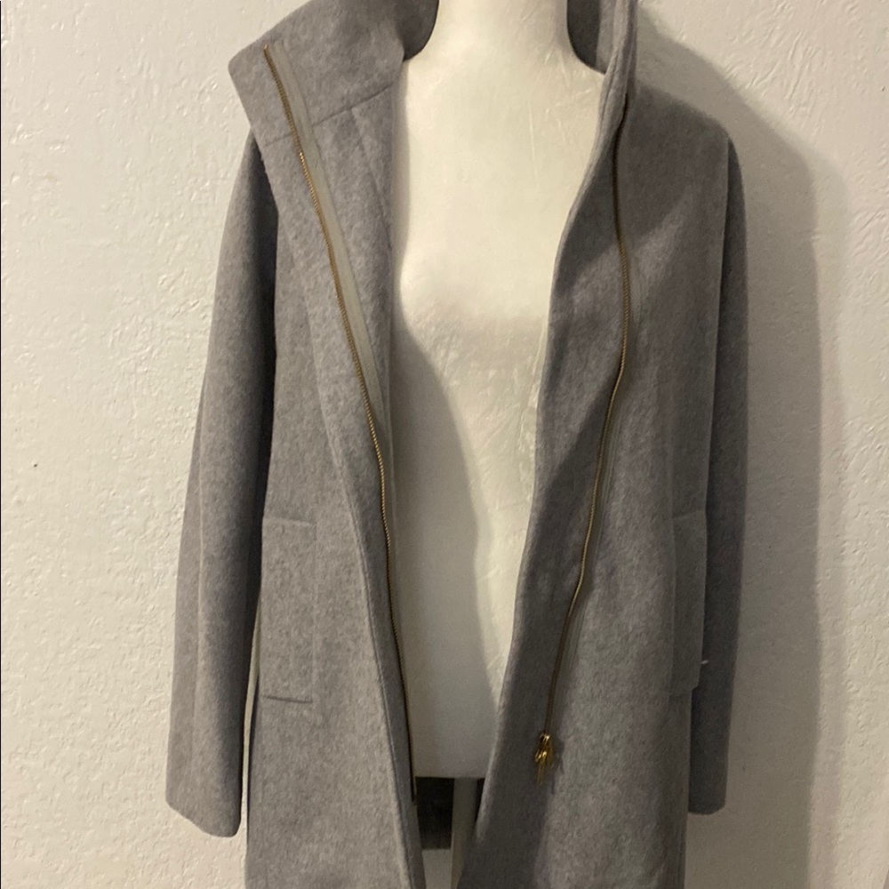 J. Crew Gray Trench Coat with Gold Zipper